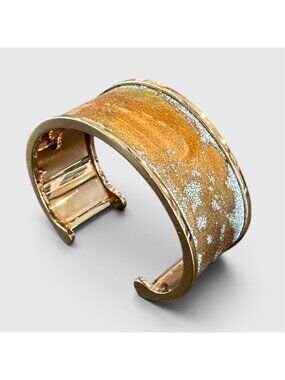 Rebecca Gioielli "Half Moon" Rose Gold-Plated Bronze Cuff Bracelet Made In Italy